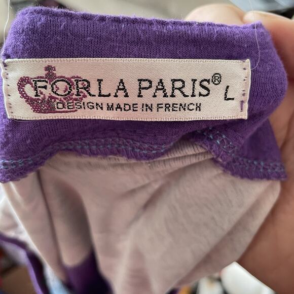 Forla Paris Top Womens LARGE Patchwork Embroidered Pockets Colorful Purple Y2K - Picture 8 of 8